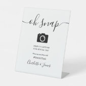 Zwart en wit handschrift Oh Snap Reclamebord Met Voetstuk (Voorkant)