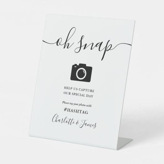 Zwart en wit handschrift Oh Snap Reclamebord Met Voetstuk (Voorkant)