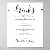 Zwart en wit handtekening Drinks Menu bord Poster (Voorkant)