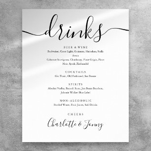 Zwart en wit handtekening Drinks Menu bord Poster