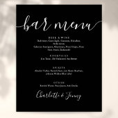 Zwart En Wit Handtekening Script Bar Menu Bord Poster