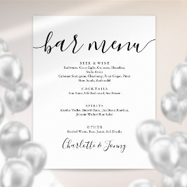 Zwart En Wit Handtekening Script Bar Menu Bord Poster