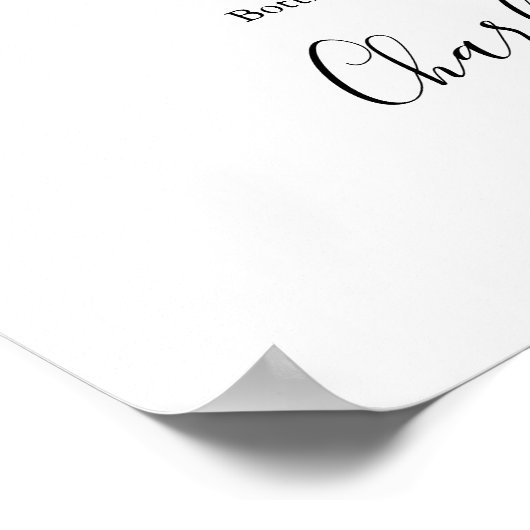 Zwart en wit handtekening script bar menu bord poster (Hoek)