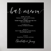 Zwart En Wit Handtekening Script Bar Menu Bord Poster (Voorkant)