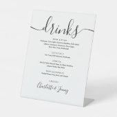 Zwart En Wit Handtekening Script Drankenmenu Reclamebord Met Voetstuk (Voorkant)