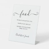 Zwart en wit handtekening script eten menu reclamebord met voetstuk (Voorkant)
