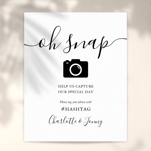 Zwart En Wit Handtekening Script Oh Snap Bord Poster