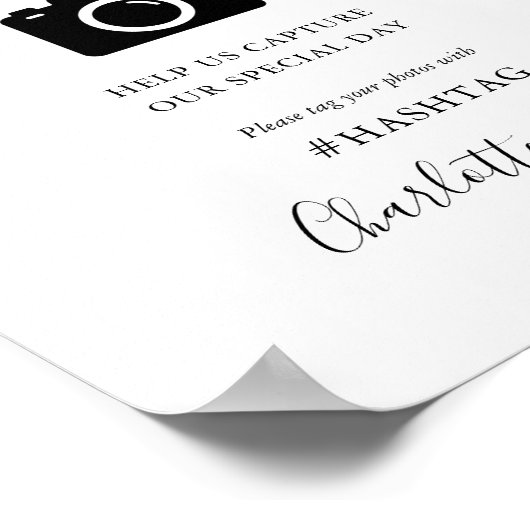 Zwart en wit Handtekenscript Oh Snap Sign Poster (Hoek)