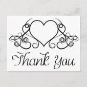 zwart en wit hart Dank u - bruiloft Briefkaart (Voorkant)