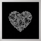 Zwart en wit hart in stukken poster (Voorkant)