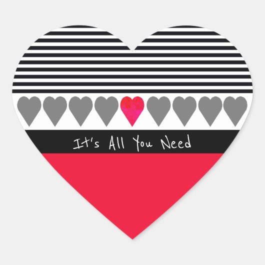 Zwart en wit hart sticker (Voorkant)