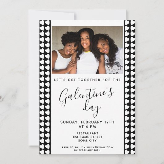 Zwart en Wit Hart Vriend Foto Galentine`s Dag Kaart (Voorkant)