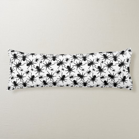 Zwart En Wit Herhalend Motief | Spinpatroon Lichaamskussen (Voorkant)