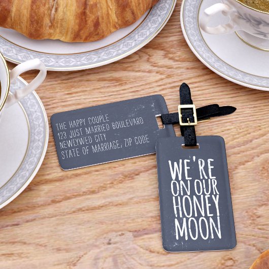Zwart en wit Honeymoon Bagage Label