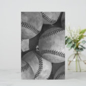 Zwart- en wit honkbal briefpapier (Staand voorkant)