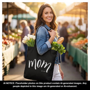 Zwart en Wit Hoofdletters Moeder Opgericht Elegant Tote Bag