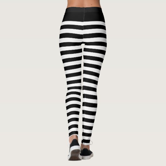 Zwart en wit horizontale streep Gotische zebra Leggings (Achterkant)