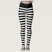 Zwart en wit horizontale streep Gotische zebra Leggings (Voorkant)