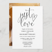 Zwart en wit houden gewoon van script foto bruilof kaart (Voorkant / Achterkant)