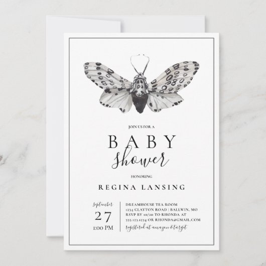 Zwart en wit houden van je mot Baby shower Kaart (Voorkant)