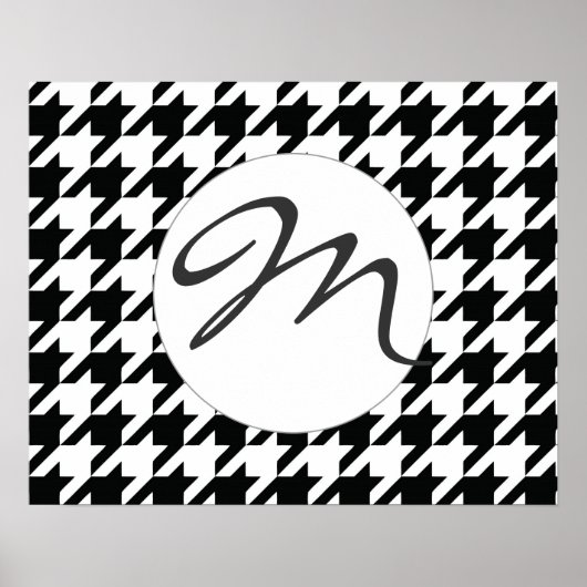 Zwart en wit Houdstooth patroon Poster (Voorkant)