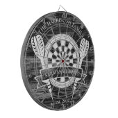 Zwart en wit hout Familie Custom Name Wedding Dartbord (Voorkant Links)