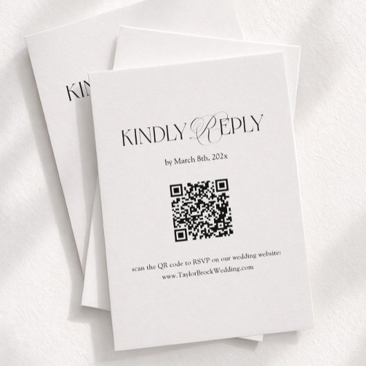 Zwart en Wit Huwelijk RSVP Qr Code Informatiekaartje
