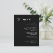 Zwart en Wit Huwelijksdiner Menu Kaarten (Staand voorkant)