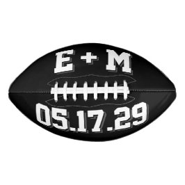 ZWART EN WIT Huwelijksinitiaal en datum American Football