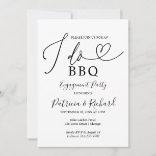 Zwart en wit I DO BBQ Verloving Feest Aankondiging