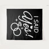 Zwart en Wit Ik Heb Ja Gezegd Feestje Wandkleed (Voorkant (horizontaal))