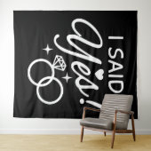 Zwart en Wit Ik Heb Ja Gezegd Verloving Feest Wandkleed (In Situ (horizontaal))