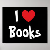 Zwart en Wit Ik hou van Boeken Rode Hart Poster (Voorkant)