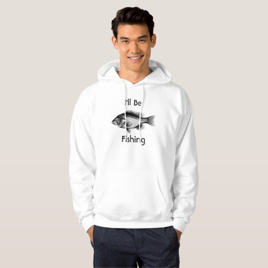 Zwart en wit 'I'll Be Fishing' T-shirt (Voorkant volledig)