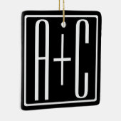 Zwart en wit | Initialen voor paren Keramisch Ornament (Rechts)