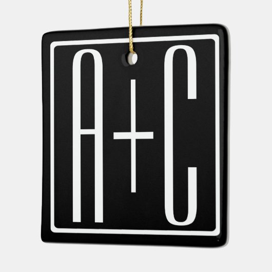 Zwart en wit | Initialen voor paren Keramisch Ornament (Links)