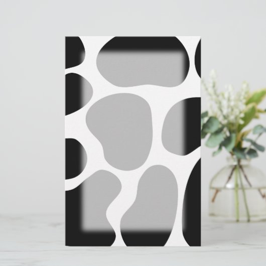 Zwart en wit inktpatroon. briefpapier (Staand voorkant)