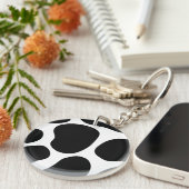 Zwart en wit inktpatroon. sleutelhanger (Voorkant Rechts)