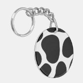 Zwart en wit inktpatroon. sleutelhanger (Voorkant Links)