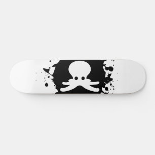 Zwart en wit inktspat van een octopus persoonlijk skateboard