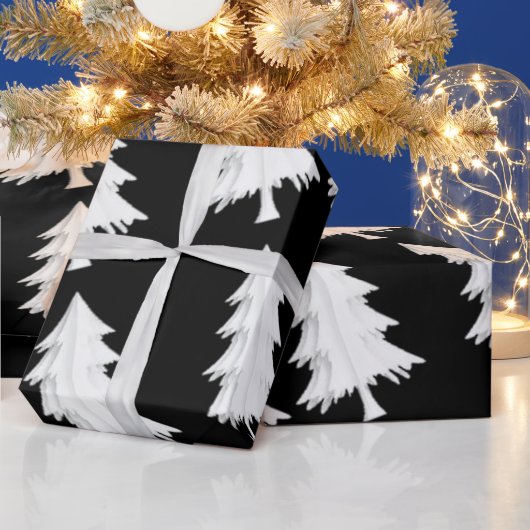 Zwart en Wit Inpakpapier Kerstbomen (Feestdagen)