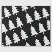 Zwart en Wit Inpakpapier Kerstbomen (Vlak)