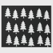 Zwart en Wit Inpakpapier Kerstbomen (Vlak)