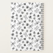 Zwart en Wit Insect Schets Monogram Notitieboek (Achterkant)