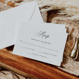 Zwart en Wit | Italiaanse Elegantie Trouwdag RSVP Kaartje