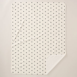 Zwart en wit ivoor polka stippenpatroon retro sherpa deken