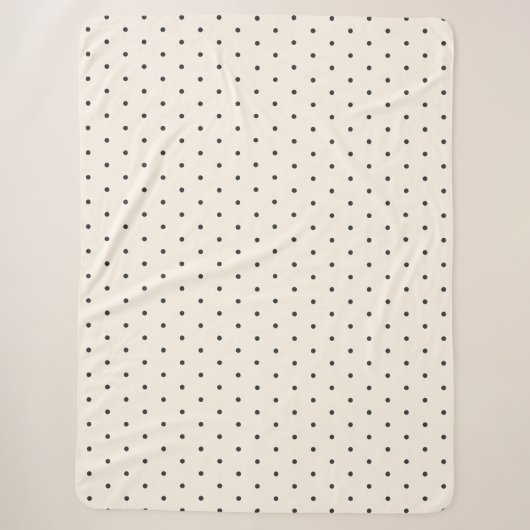 Zwart en wit ivoor polka stippenpatroon retro sherpa deken (Voorkant)