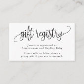 Zwart en wit kalligrafie schrift cadeau registrati informatiekaartje (Voorkant)