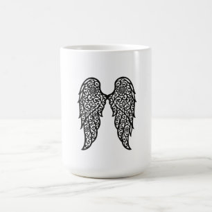 Zwart en wit kant engelenvleugels – Elegante engel Koffiemok