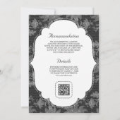 Zwart en wit kanten flirterige strik QR-code bruil Kaart (Achterkant)